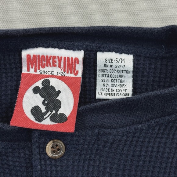 Vintage 90s Disney Men's S/M Blue Polo Shirt Mickey Explorer Henley Pullover - Picture 8 of 11